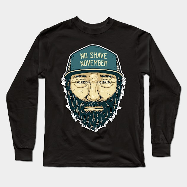 Beardman with trucker cap quotes Long Sleeve T-Shirt by Raturu